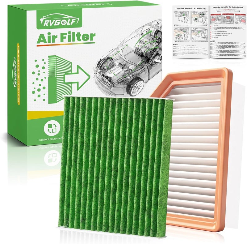 RVgolf Engine+Cabin Air Filters Set Fit for 2021 2022 2023 2024 2025 2026 Nissan Rogue AC Filter with Activated Carbon Combo Set Replacement Automotive Accessories# 16546-6RA0A 272775NA1A - Image 1